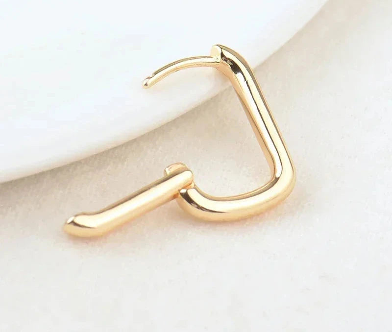 (2464)12x16.5MM 24K Gold Color Brass with Zircon Rectangle Earring Hoop Earring Clasp High Quality Jewelry Making Findings
