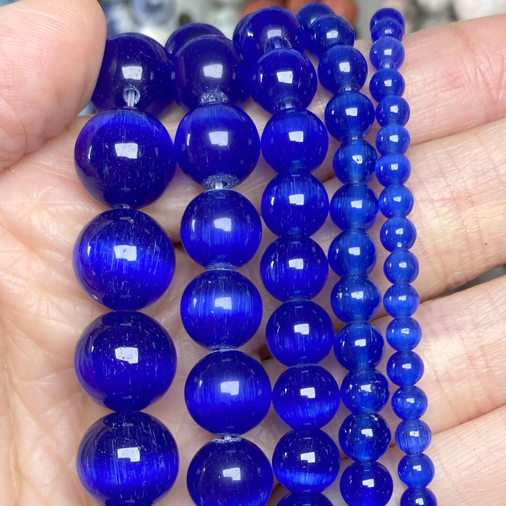 45 Style Natural Stone Beads Blue Chalcedony Crystal Glass Gemstone Jades Agate Beads Jewelry Making DIY Handmade Bracelet 15‘’