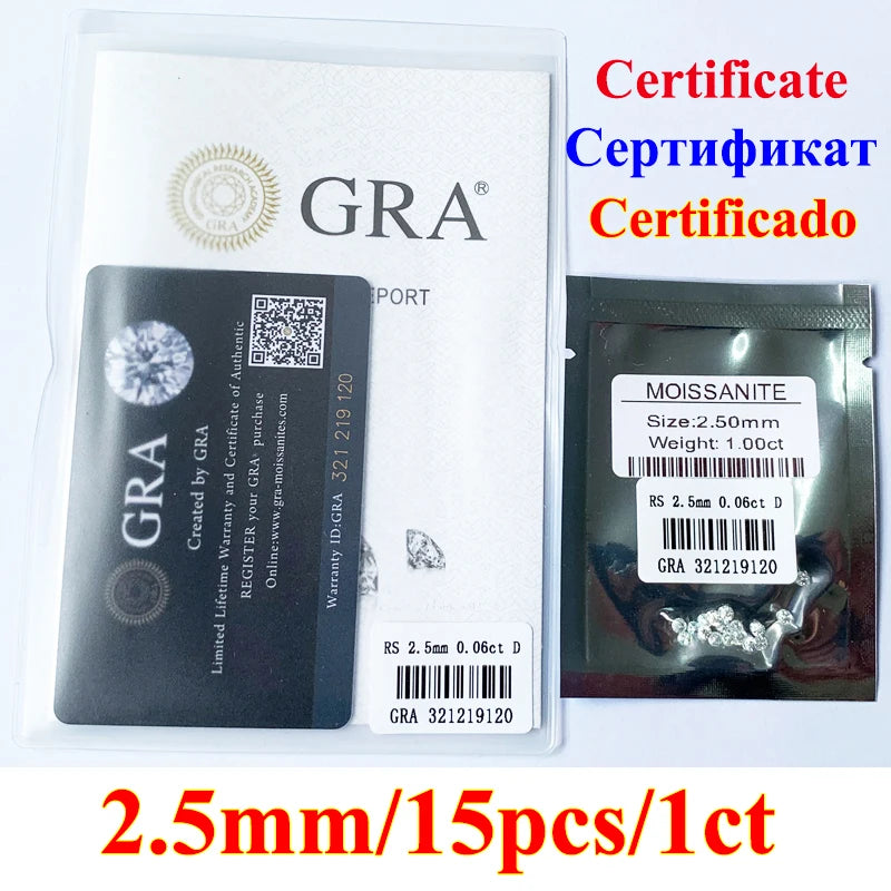 [ New EU Quality ]  With GRA 1CT Small Size Moissanite Loose Stone Hand Cutting D Color 0.7mm-14mm Certified Moissanite Diamond