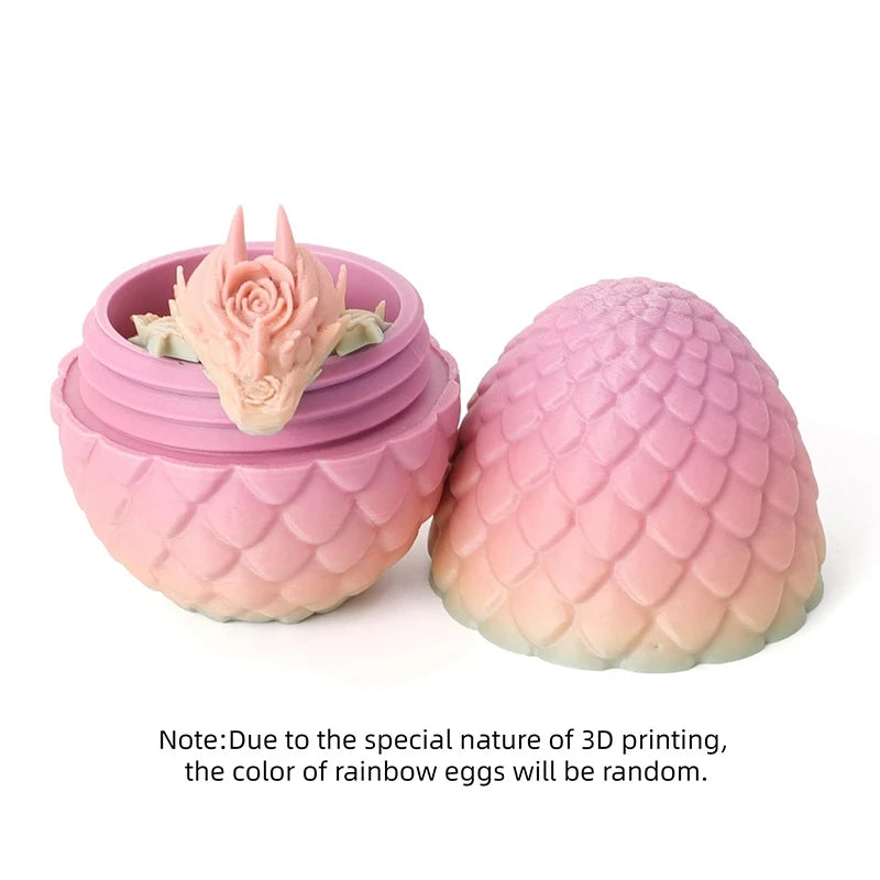 3D Printed Gem Dragon Egg Rotatable Articulated Dragons Toys Desktop Craft Ornament Gifts for Kids Office Home Table Decor