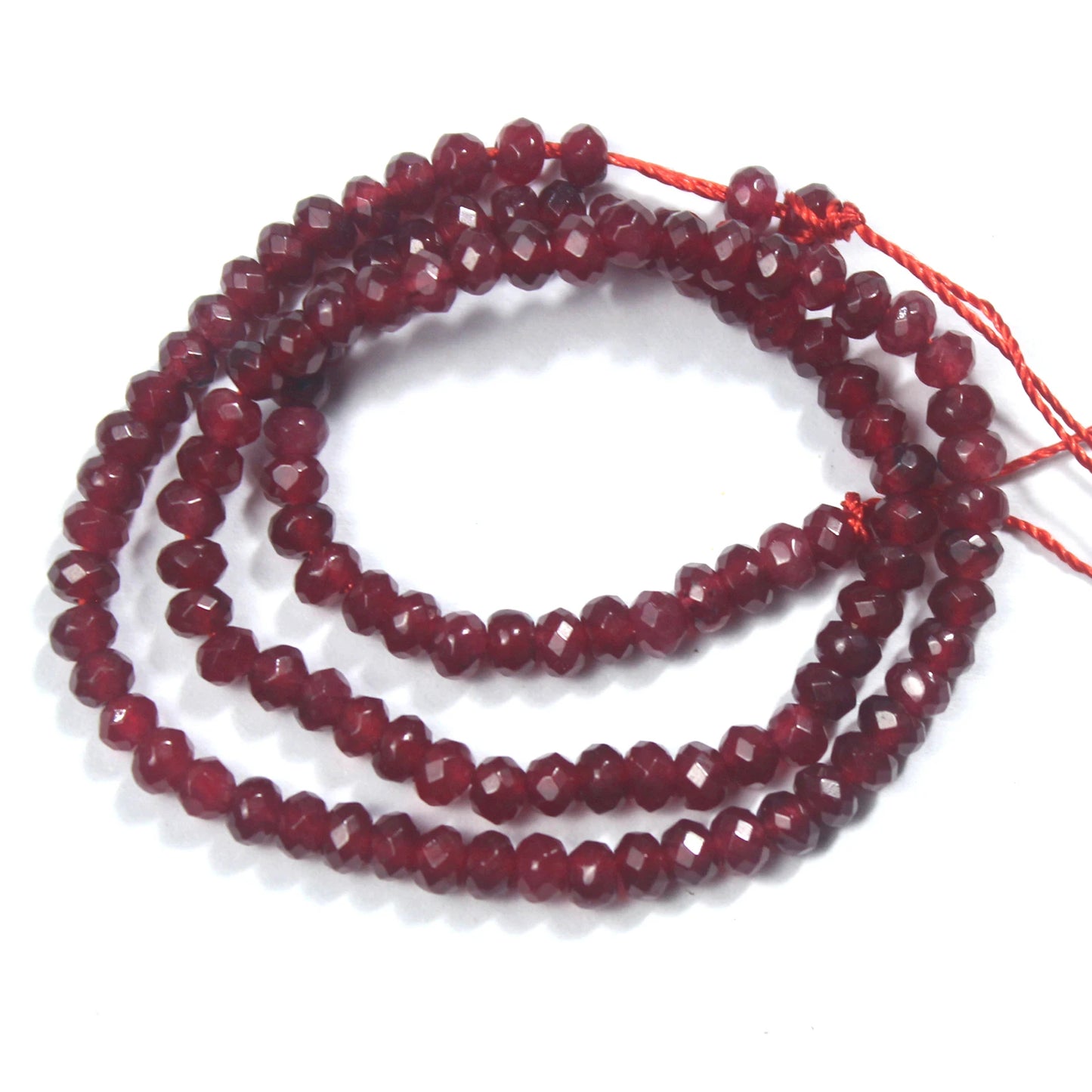 3x4mm Natural Stone Faceted Flat Red Ruby Stone Gemstone Spacer Loose Beads for Jewelry Making DIY Bracelet Necklace 14"