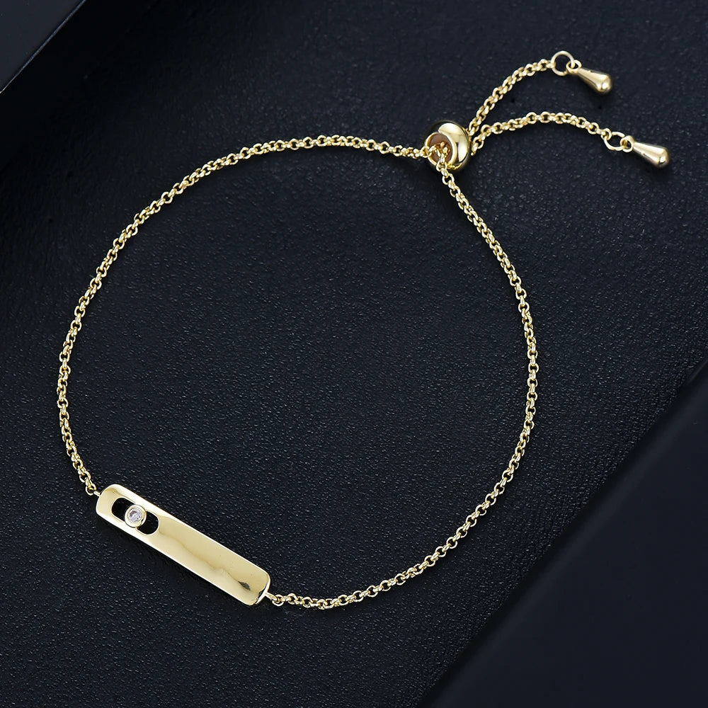 Star Fireworks Fashion Luxury AAA Cubic Zirconia Women Baguette Bracelet Copper Hand back Chain Adjustable Bracelet