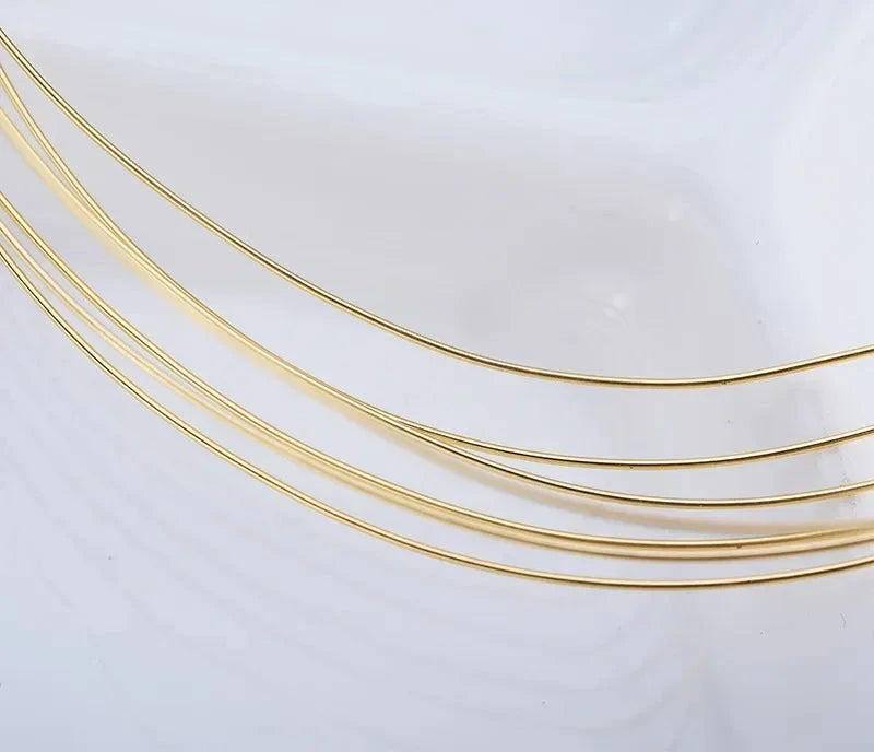 (5571)5 Meters 0.3MM 0.4MM 0.5MM 0.6MM 0.7MM 0.8MM 24K Gold Color Brass Make Shape Metal Wire High Quality Jewelry Accessories