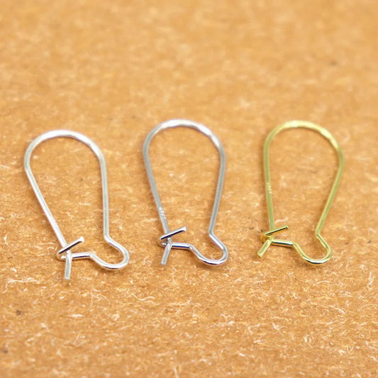07mm Earring Hook Solid 925 Sterling Silver Ear Wire Hoop DIY Jewelry Making Accessories Supplies Kidney Shaped 1Pair Gold Color