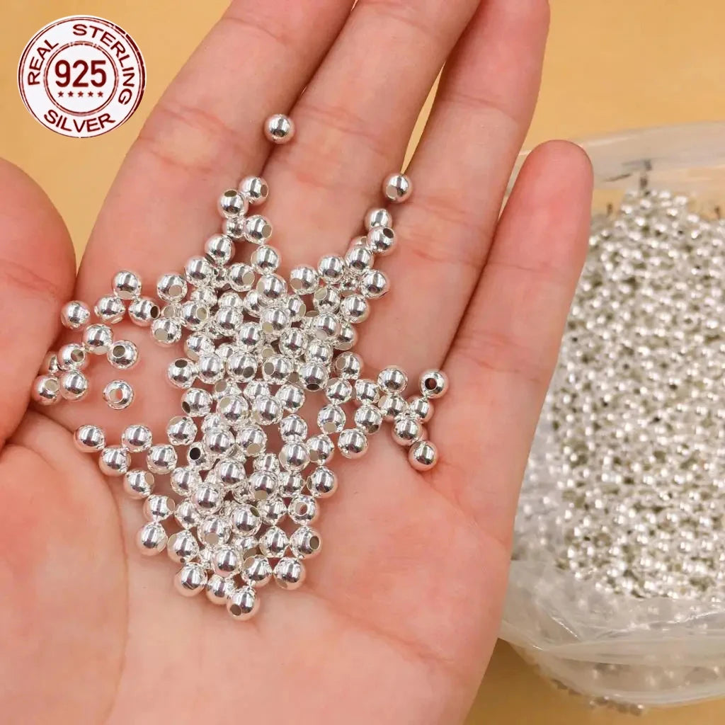 925 Sterling Silver Loose Beads 2/3/4mm Round Spacer Beads for Jewelry Making Findings Bracelet Necklace Accessories