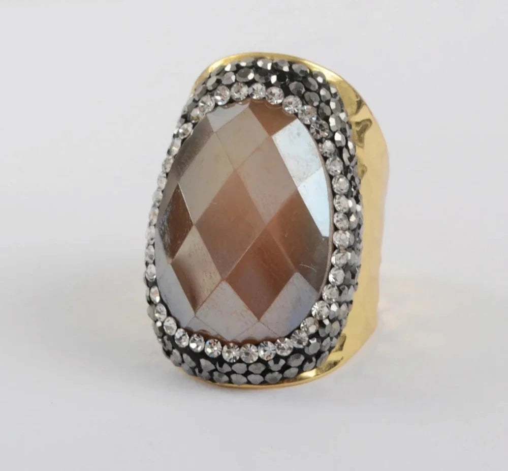 Natural Crystal Cubic Zirconia Ring Wedding Rings Golden Color Silver Plated Rings Jewelry for Women Valentine’s Day Gift