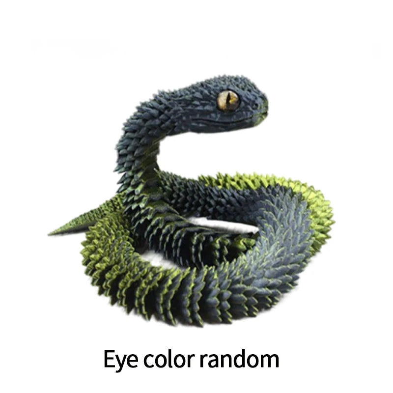 3D Printed Snake Model Viper Snake Figurine Movable Joint Simulation Toys Creative Desktop Car Ornaments Colorful Crafts