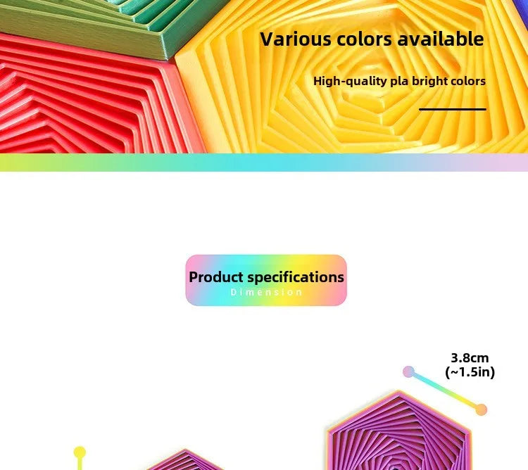 3D Printed Fractal Fidget Hexagon 7cm Portable Playing Sensory Anti-stress Toy Desktop Ornament Kid Toy Visual Toys