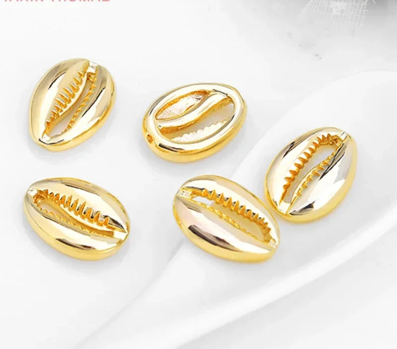 (1142)  10x13.5MM Hole 1MM 24K Gold Color Brass Conch Spacer Beads High Quality Diy Jewelry Findings Accessories Wholesales