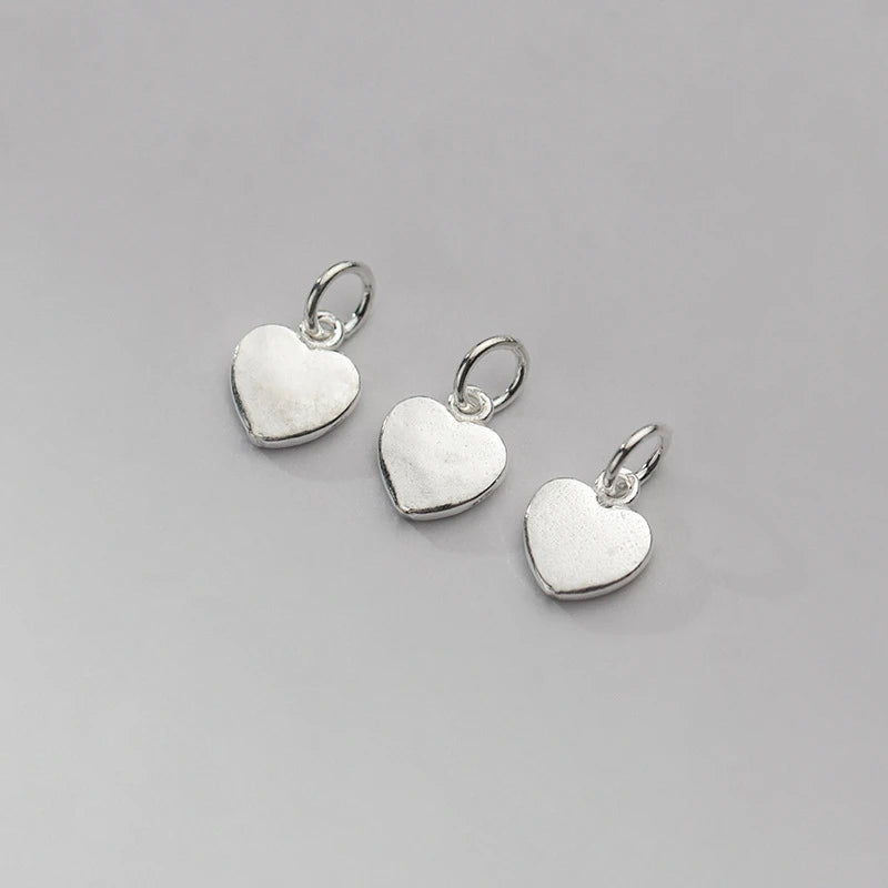 100% Real Sterling 925 Silver Accaccessories Love Heart Charm Pendant For Bracelets Necklaces Key Diy Material S0988