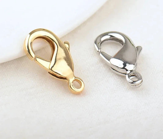 (3261) 10x19MM 24K Gold Color Brass Lobster Clasp for Pendants Charms High Quality DIY Jewelry Making Findings
