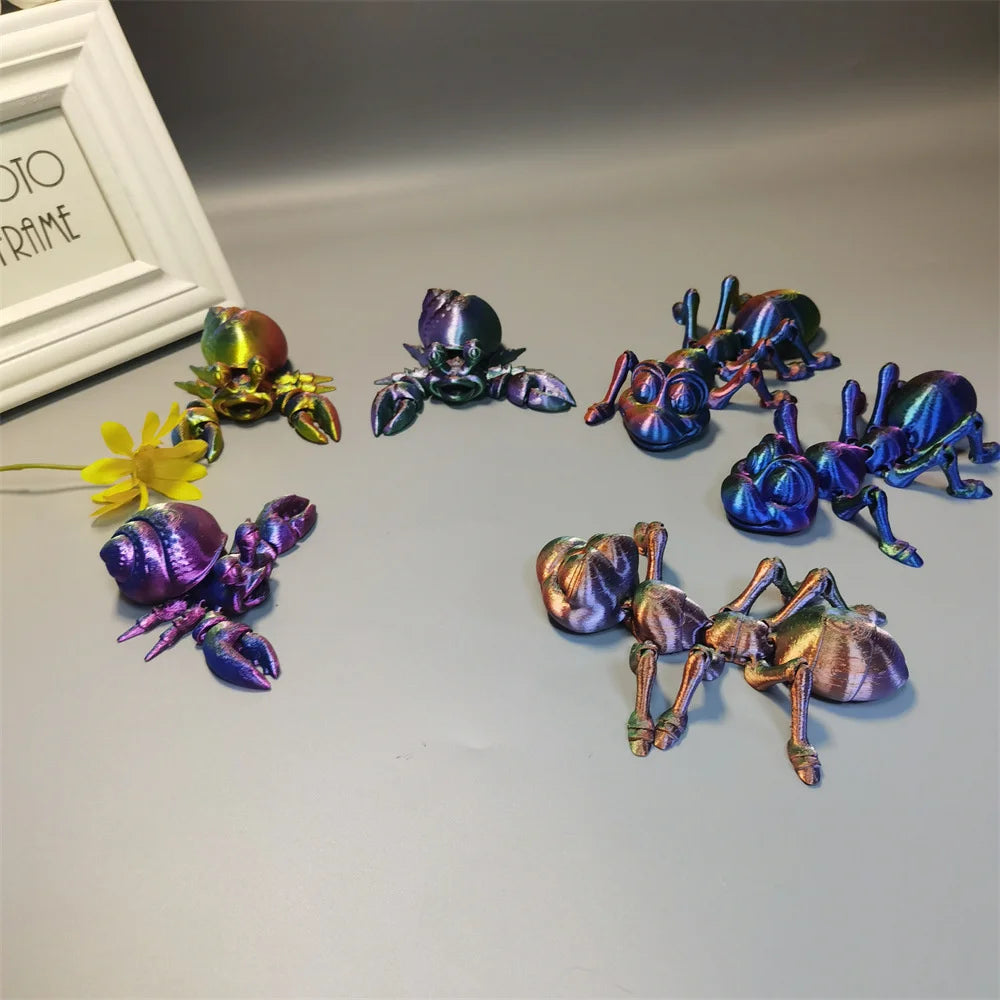 3D Printing Simulation Tree Frog Joint Movable Frog Ant Crab Ornaments Kitchen Home Decoration Offices Funny Animal Desk Toys