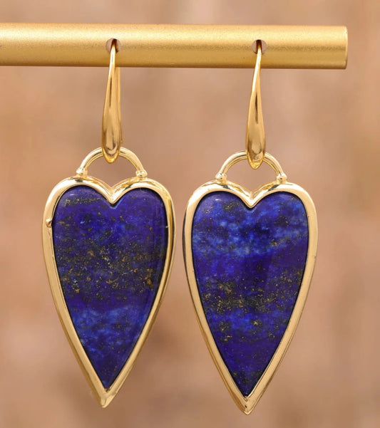Classic Women Heart Stone Hook Earrings Elegant Exquisite Natural Roses Crystals Labradorite Dangle Earring Boho Jewelery Bijoux