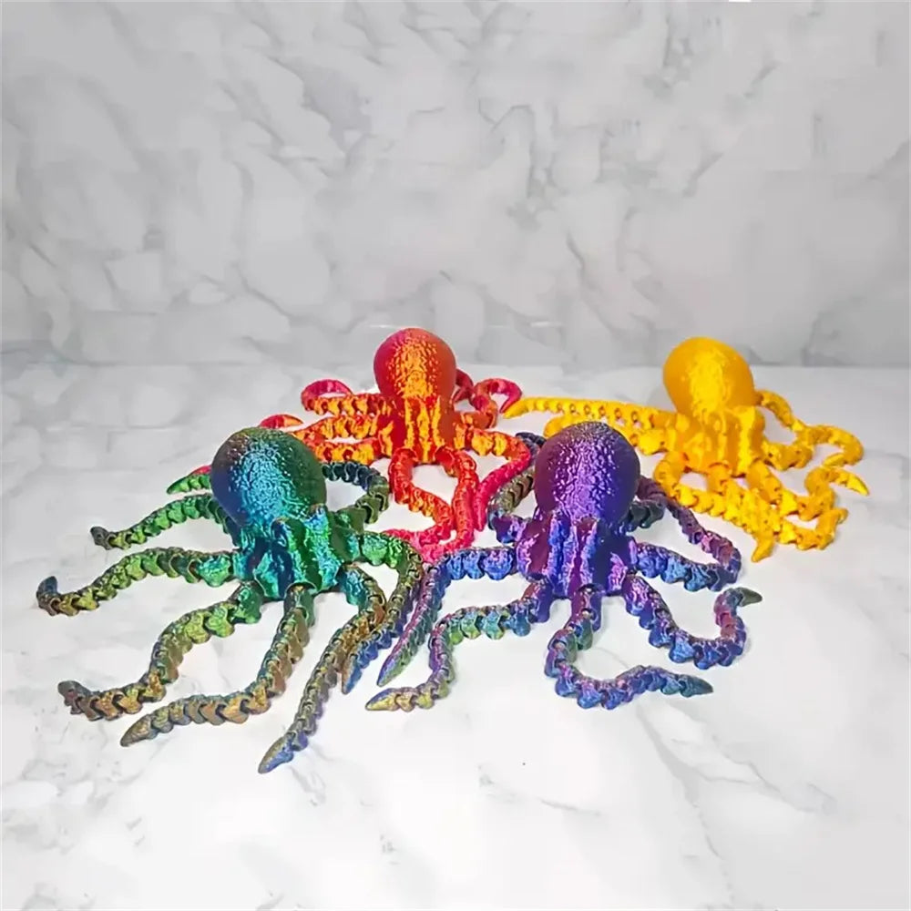 27CM 3D Printed Octopus Figurine with Flexible Joints For Home Office Desk Decor, Ocean Animal Table Ornament Ideal Gift Toy
