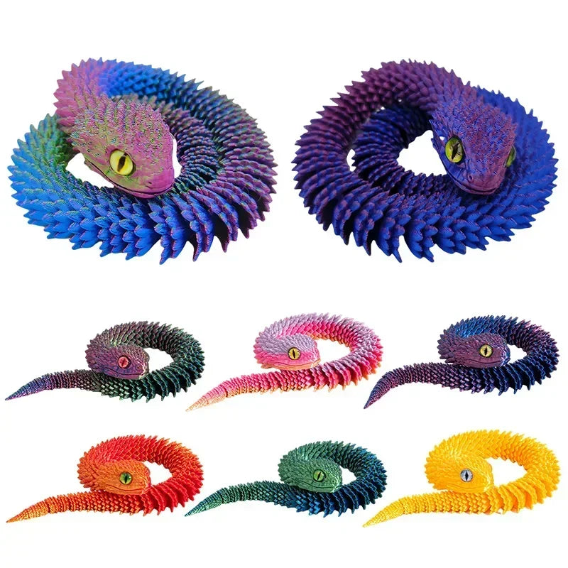 3D Printed Snake Rotatable Joints Snake Figurines Home Office Desktop Crafts Ornament Creative Home Garden Landscape DIY Animal