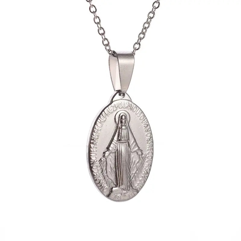Our Lady of Guadalupe Medal Pendant Stainless Steel Virgin Mary Necklace Women\\'s Prayer Jewelry Catholic Gift