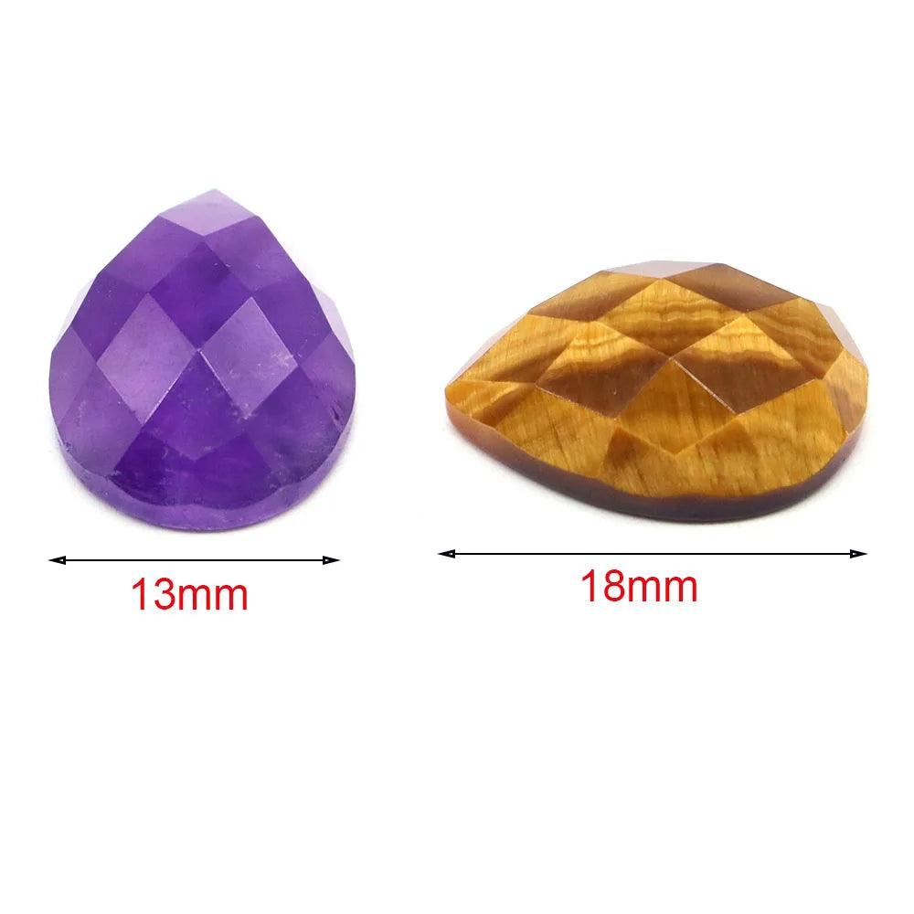 13x18mm Faceted Waterdrop Cabochon Flat Back Beads Natural Stones Crystal Cameo Spacers For Jewerly Making DIY Necklace Pendants