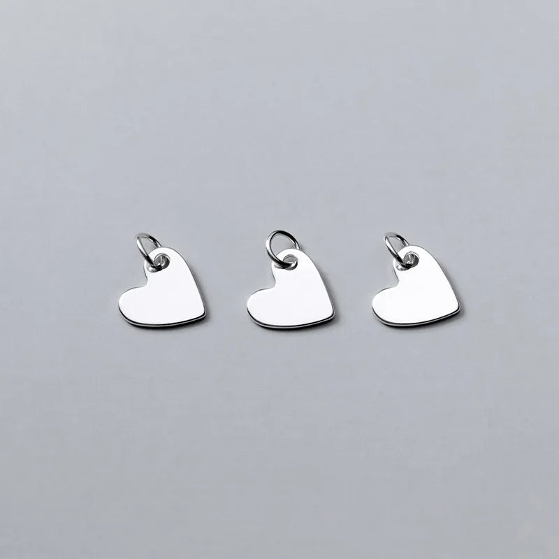 100% Real Sterling 925 Silver Accaccessories Simple Heart Charm Pendant For Bracelets and Necklaces  Diy Material S0823