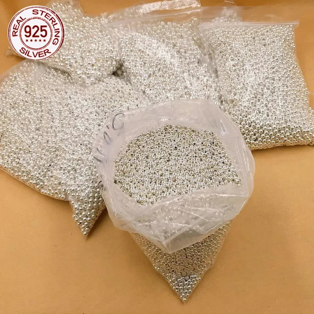 925 Sterling Silver Loose Beads 2/3/4mm Round Spacer Beads for Jewelry Making Findings Bracelet Necklace Accessories