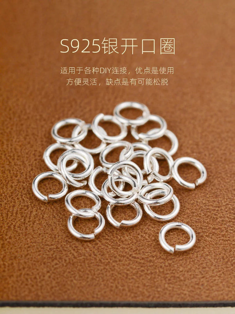 Real Pure Solid 925 Sterling Silver Open Jump Rings Split Ring for Jewelry Making Findings Accessories
