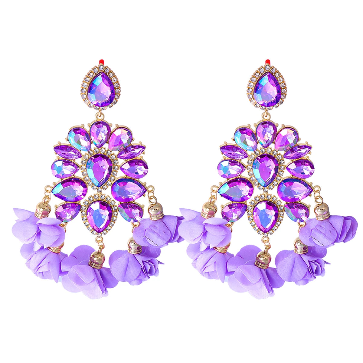 2024 Trend New Elegant Purple Series 38 Kinds Style Acrylic Rhinestone Tassel Earrings for Women Statement Jewelry Wholesale