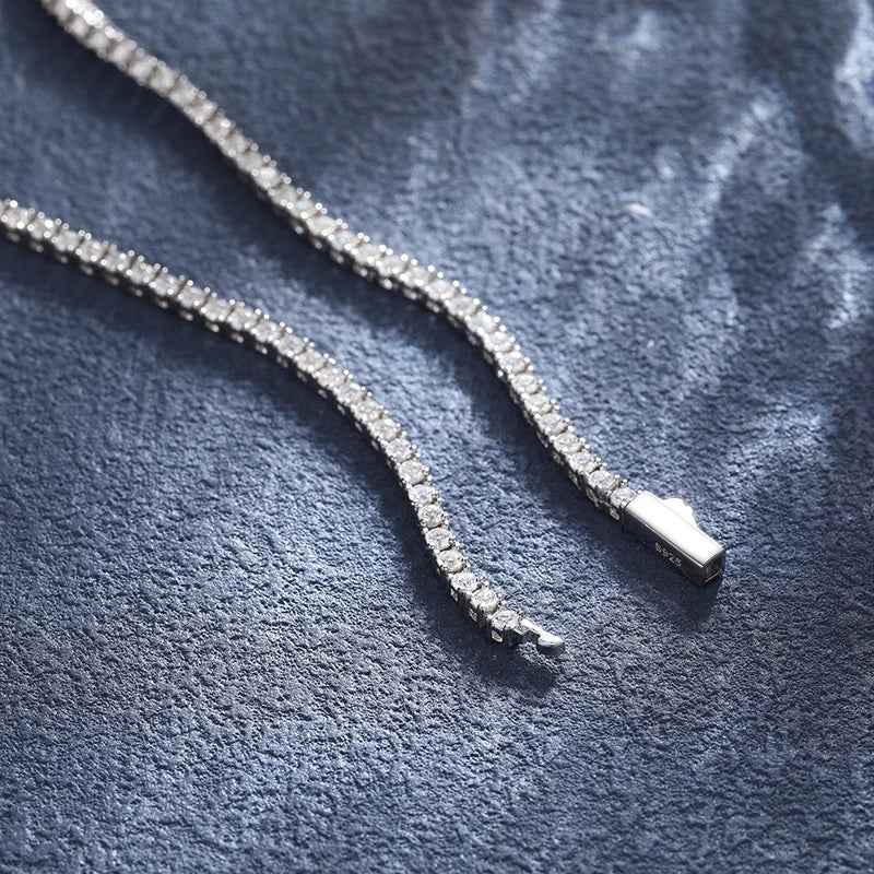 2mm 925 Sterling Silver D VVS Moissanite Tennis Necklace For Women Real 2.5mm Diamonds With GRA Certificate Chain Fine Jewelry