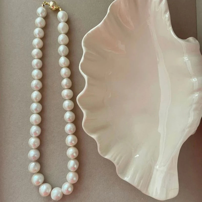 Seawater Large Natural Aaa++ South Sea White Golden Gray Real Baroque Pearl Necklace With 18 Inch Silver 925