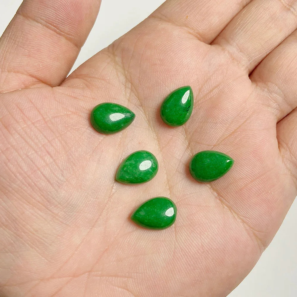 10x14mm Water Drop Shape Natural Stone Cabochons Beads Agate Crystal Opal Chalcedony Cabochons for Needlework DIY Jewelry Making