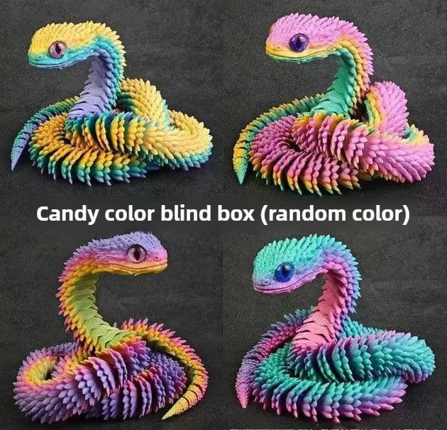 3D Printed Snake Home Desk Ornament Rotatable Office Realistic Snake Statue Table Decoration Landscape Figurines Accessorie