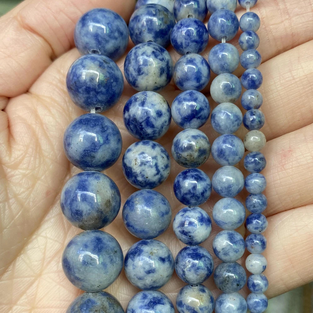 45 Style Natural Stone Beads Blue Chalcedony Crystal Glass Gemstone Jades Agate Beads Jewelry Making DIY Handmade Bracelet 15‘’