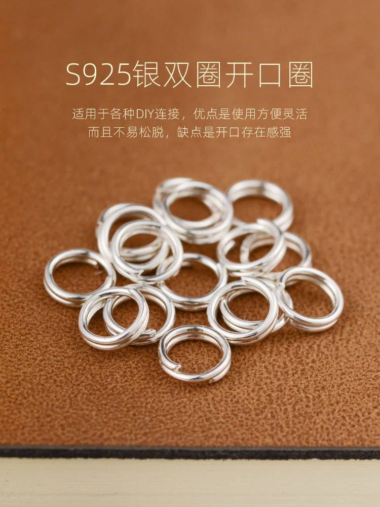 Real Pure Solid 925 Sterling Silver Open Jump Rings Split Ring for Jewelry Making Findings Accessories