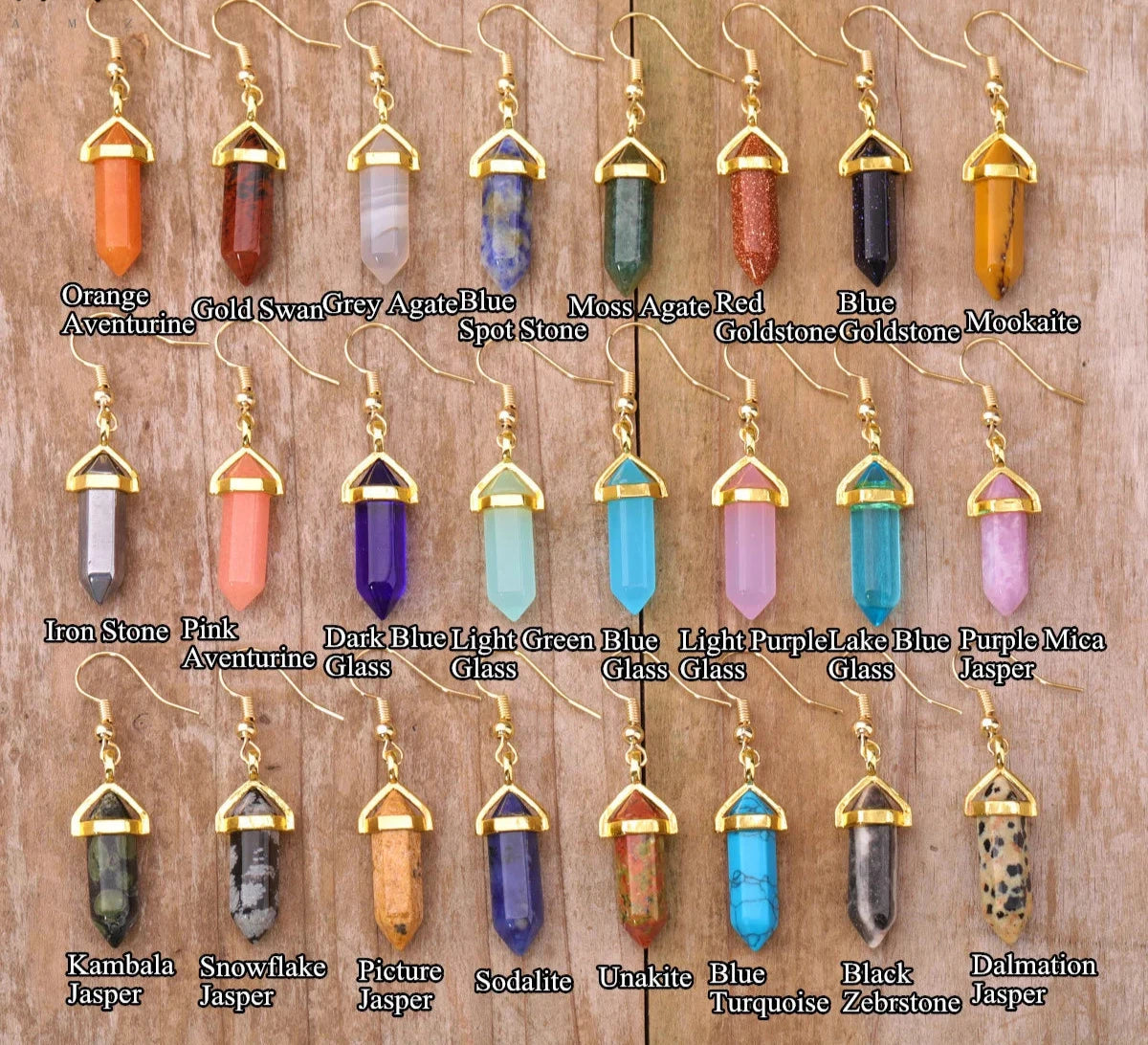 Elegant Women Double Point Gemstone Hook Earring For Women Amethsyt Rose Crystal Point Gold Dangle Earring Fashion Jewelry Gift