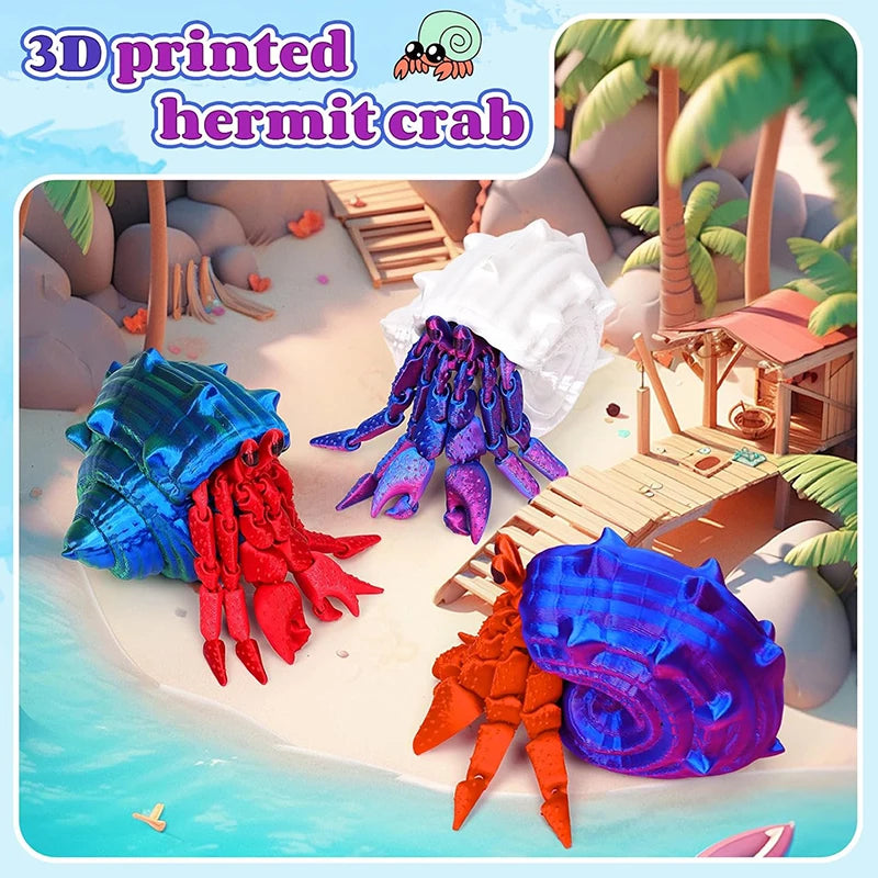 3D Printing Toys Hermit Crab Joint Movable Model Novelty Adult Toy Anti-stress Figurine Miniature Desk Accessories Birthday