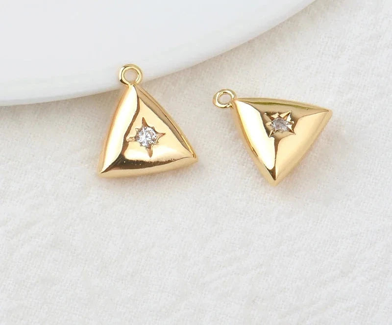 (203) 10x15MM 24K Gold Color Plated Brass with Zircon Star Charms Pendants High Quality Jewelry Findings Earrings Accessorie