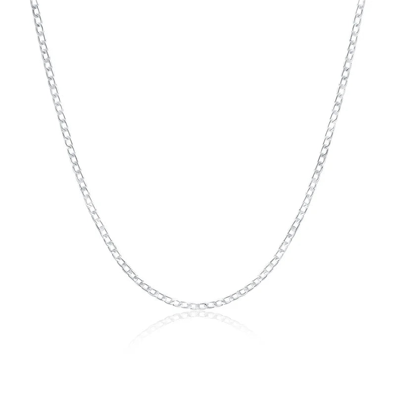 Men's 925 Sterling Silver Necklace 2/4/6/8/10/12MM 40-75cm Face Chain Necklace Lobster Clasp Men And Women Engagement Jewelry