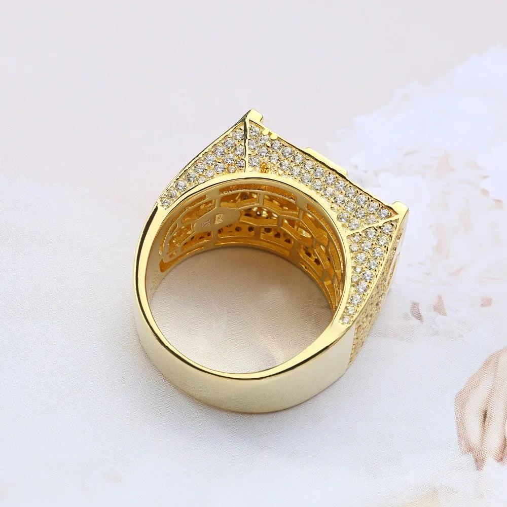 Wholesale Silver Ring for Men 925 Original Cubic Zirconia Rhodium Gold Plated Hip Hop Rings Cuban Ice Out Fine Jewelry Zircon