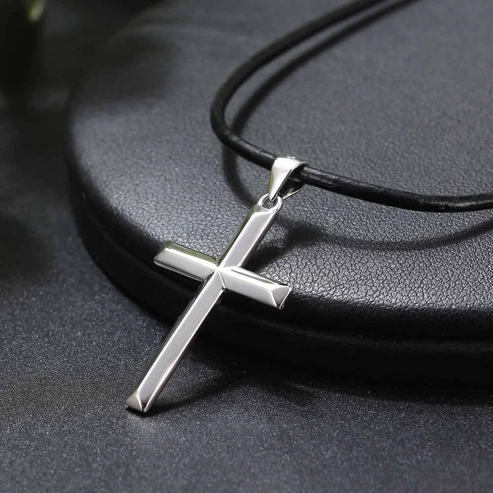 925 Sterling Silver Simple Cross Pendant for Women Men Pure Silver Fashion Christian Religious Jewelry Chain Gift SNMN01