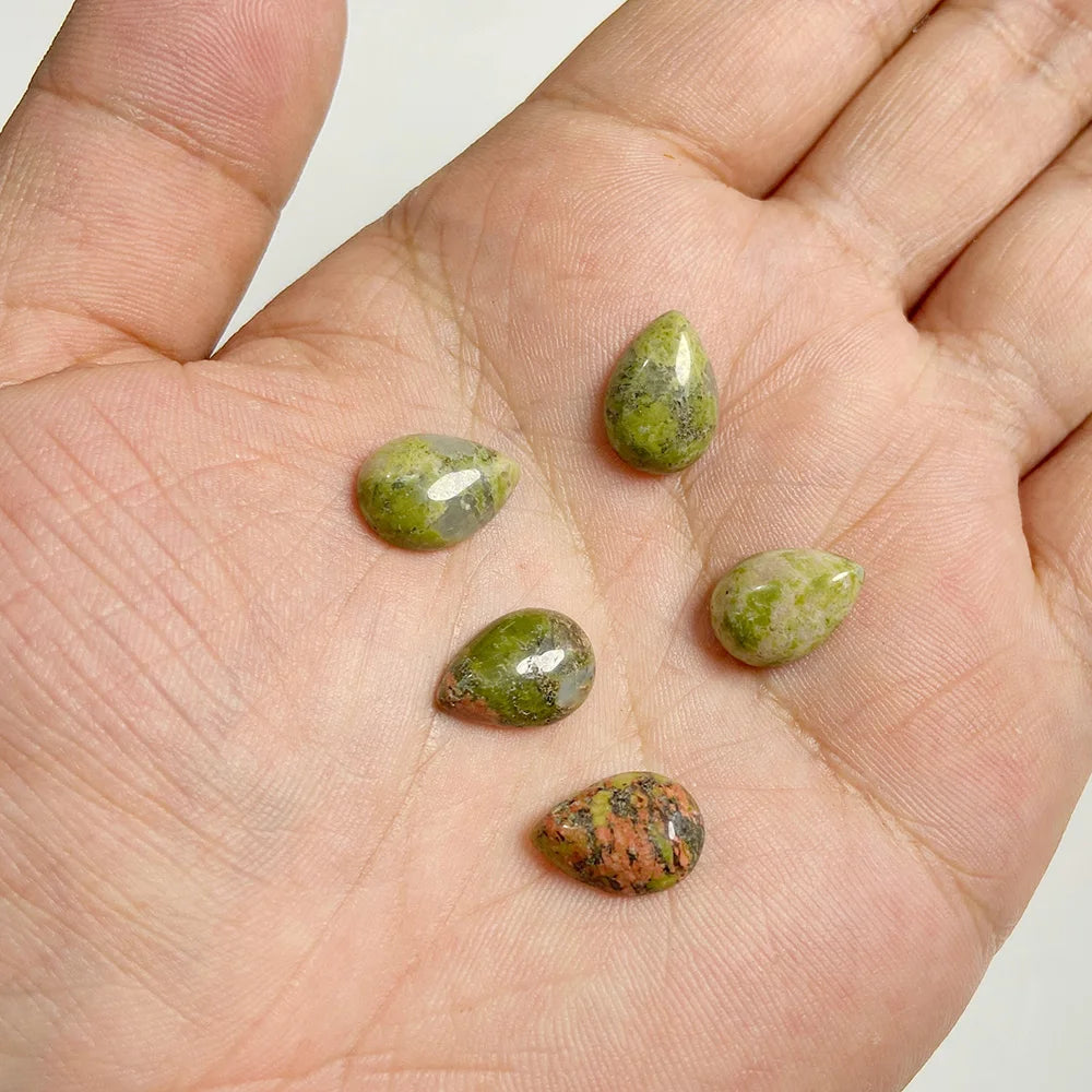 10x14mm Water Drop Shape Natural Stone Cabochons Beads Agate Crystal Opal Chalcedony Cabochons for Needlework DIY Jewelry Making