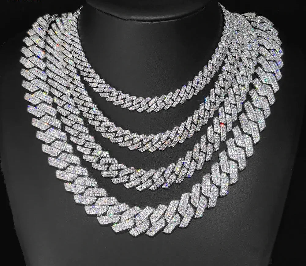 Hip Hop Cuban Link  Necklace  10/12/14/15/20mm Iced Out Diamond CZ Gift for Him/Her