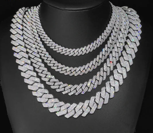 Hip Hop Cuban Link  Necklace  10/12/14/15/20mm Iced Out Diamond CZ Gift for Him/Her