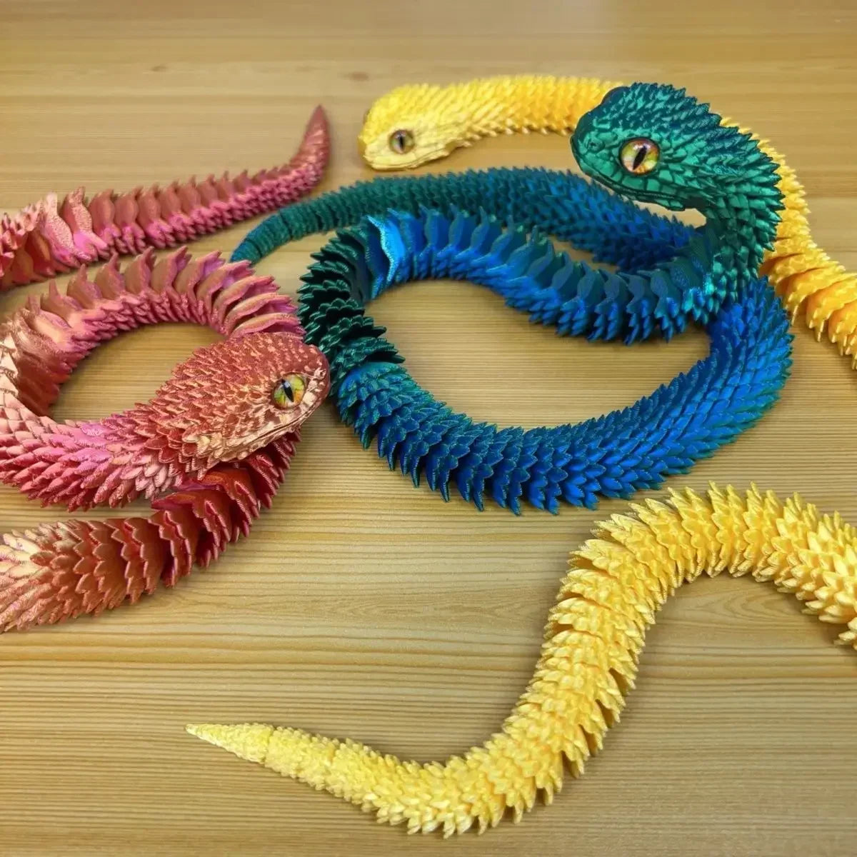 3D Printed Snake Home Desk Ornament Rotatable Office Realistic Snake Statue Table Decoration Landscape Figurines Accessorie