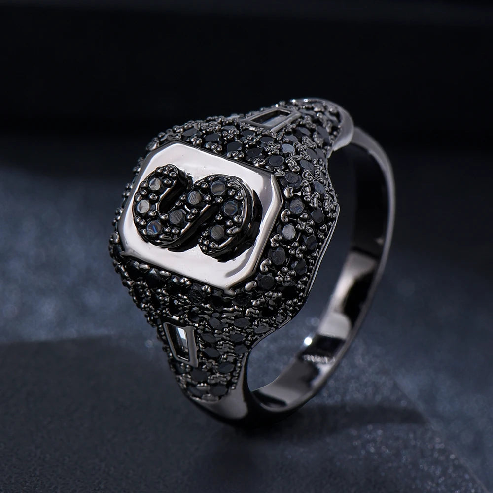 Luxury Initial Rings Geometry Cubic Zironium Engagement Dubai Naija Bridal Finger Rings Jewelry Addiction