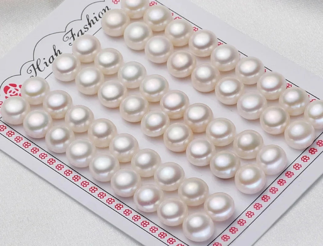 3A 4A 2.5-14mm Natural Pearl Bread Half Hole Round Button Pearls Freshwater Beads For Jewelry Making DIY Earrings Accessories