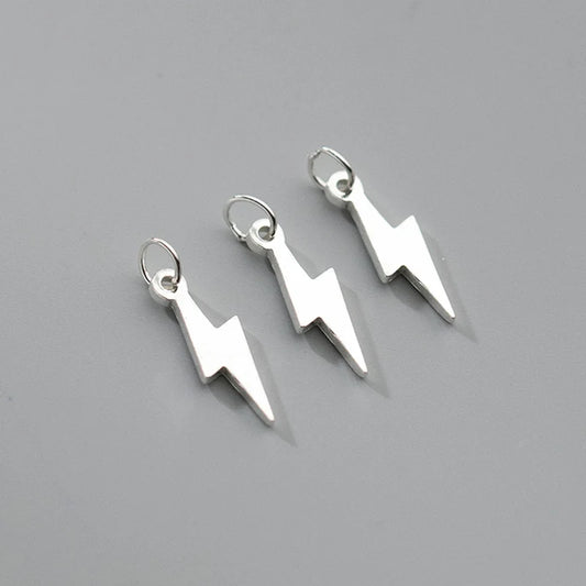 925 Sterling Silver Lightning Shape Jewelry Charms 13x4mm Necklace Earrings Drop Pendants With Ring DIY Accessories