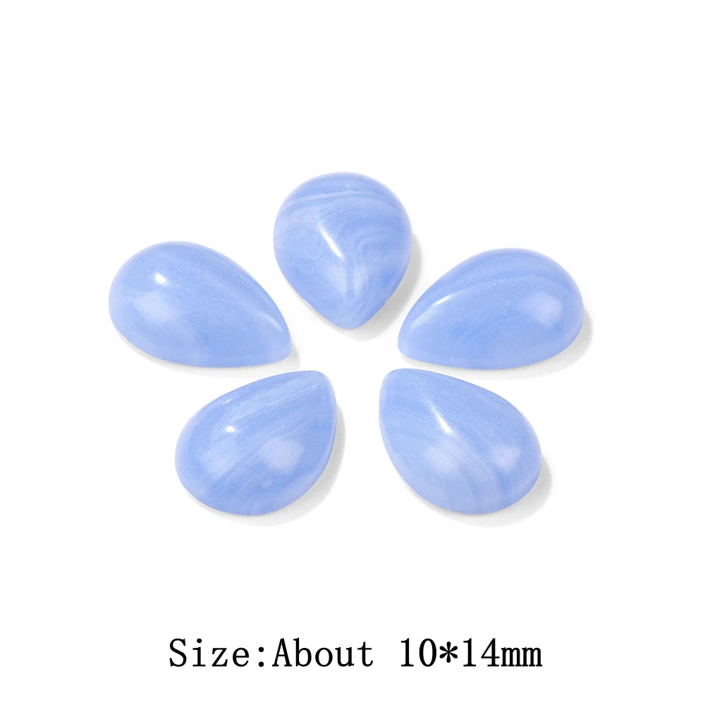 10x14mm Water Drop Shape Natural Stone Cabochons Beads Agate Crystal Opal Chalcedony Cabochons for Needlework DIY Jewelry Making