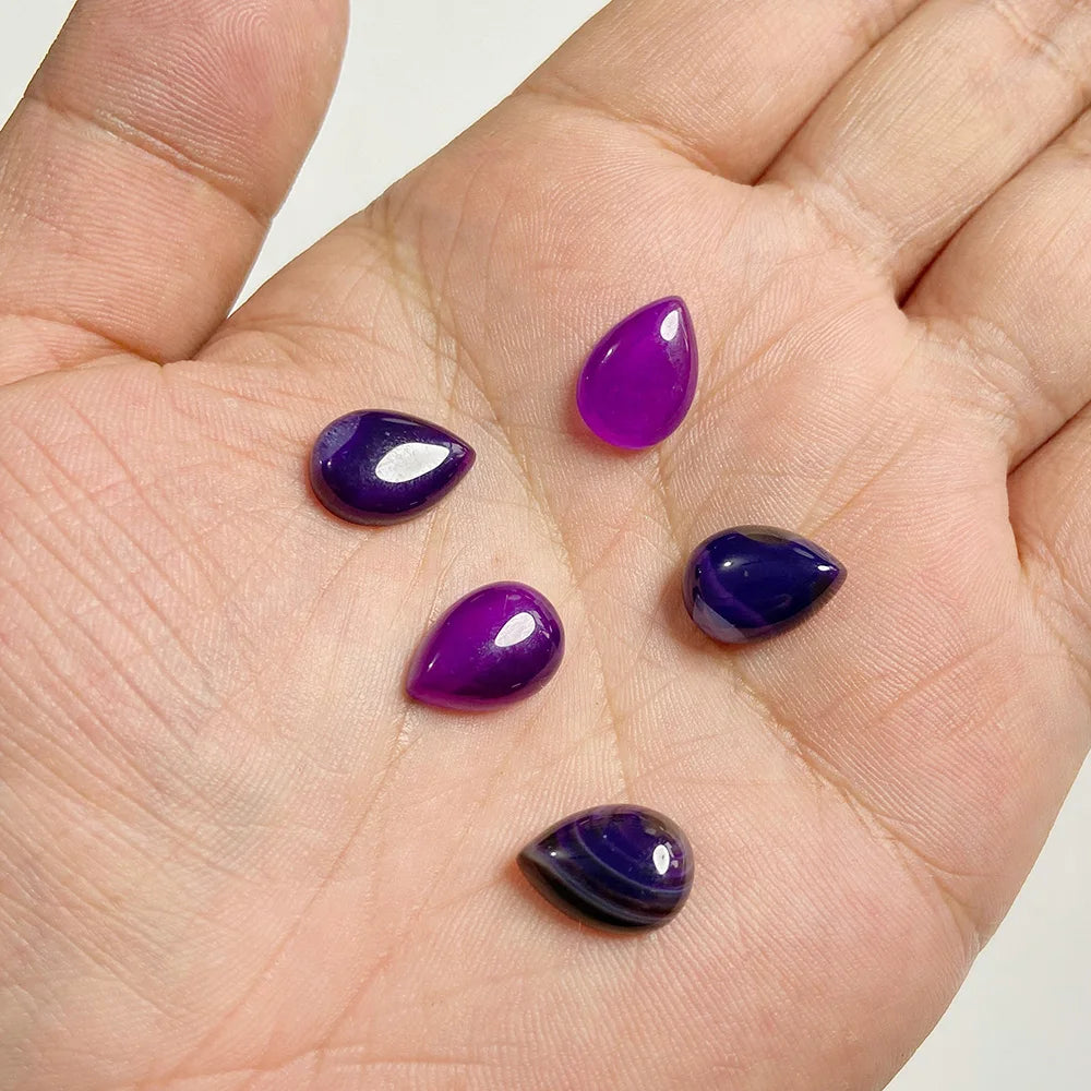 10x14mm Water Drop Shape Natural Stone Cabochons Beads Agate Crystal Opal Chalcedony Cabochons for Needlework DIY Jewelry Making