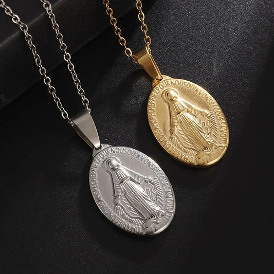Our Lady of Guadalupe Medal Pendant Stainless Steel Virgin Mary Necklace Women\\'s Prayer Jewelry Catholic Gift