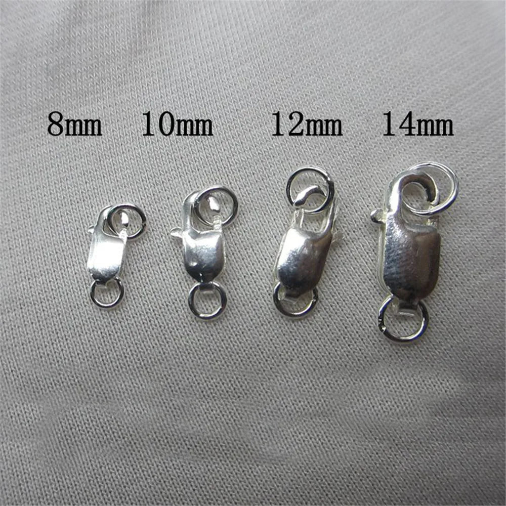 Simple Square Shape 925 Sterling Silver Lobser Clasps For Jewelry DIY Making Connectors Handmade Accessories