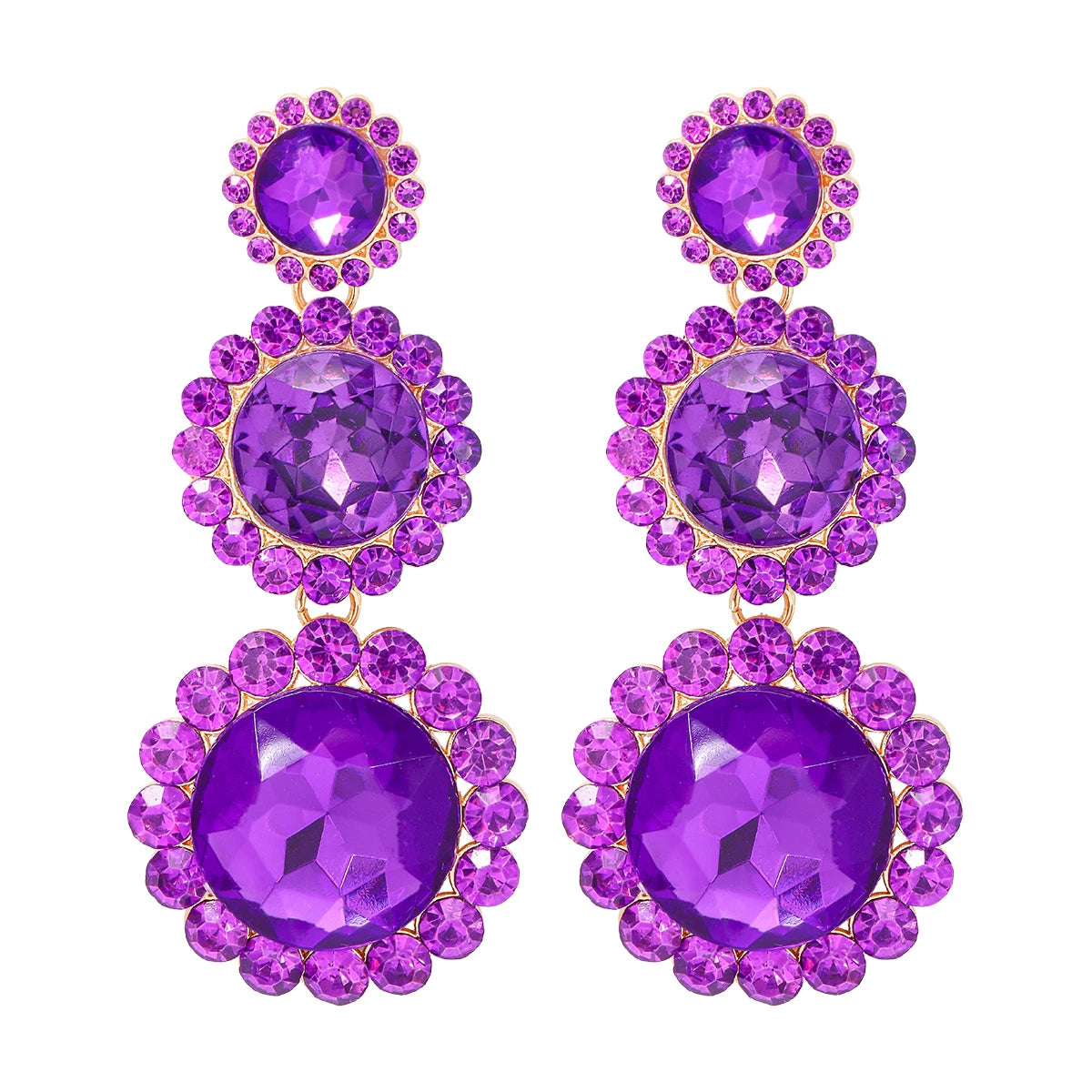 2024 Trend New Elegant Purple Series 38 Kinds Style Acrylic Rhinestone Tassel Earrings for Women Statement Jewelry Wholesale
