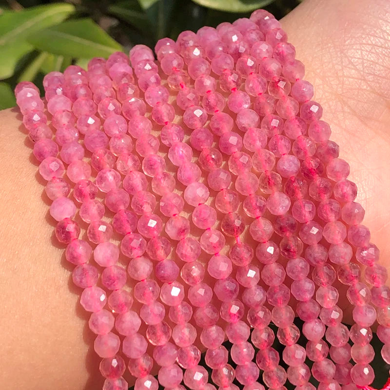 Natural Small Faceted 2mm 3mm 4mm Stone Beads Zircon Round Lapis Lazuli Red ruby Aquamarines Beads For DIY Jewelry Making 15''